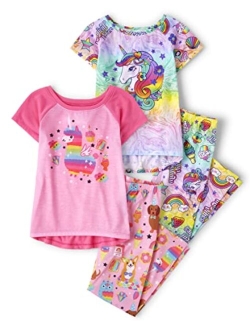 Girls' Single Short Sleeve Top and Pants 2 Piece Pajama Sets