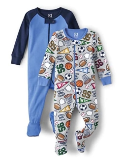 Baby Boys' and Toddler Short Sleeve 100% Cotton Zip-Front One Piece Pajama