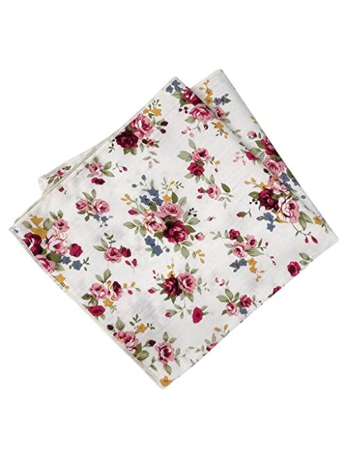 Kebocis Men's Floral Pocket Square Handkerchief for Men