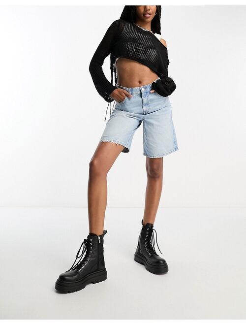 ASOS Tall ASOS DESIGN Tall denim bermuda shorts in lightwash blue