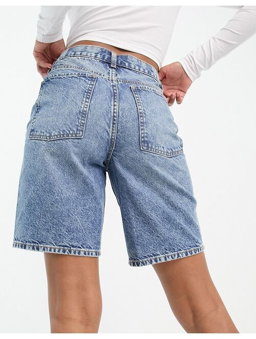 ASOS Tall ASOS DESIGN Tall denim bermuda shorts in midwash blue