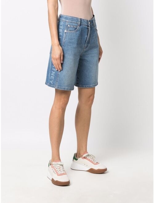 Stella McCartney Salt & Pepper Logo denim Bermuda shorts