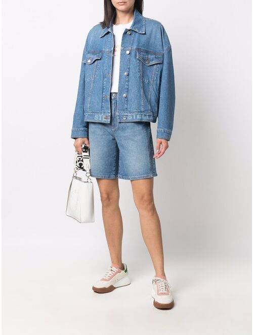 Stella McCartney Salt & Pepper Logo denim Bermuda shorts