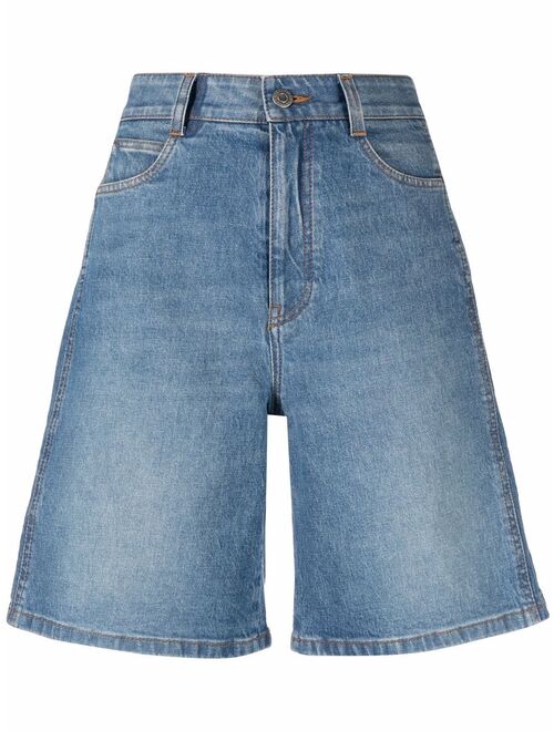 Stella McCartney Salt & Pepper Logo denim Bermuda shorts