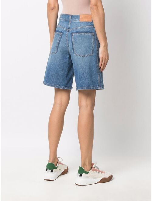 Stella McCartney Salt & Pepper Logo denim Bermuda shorts