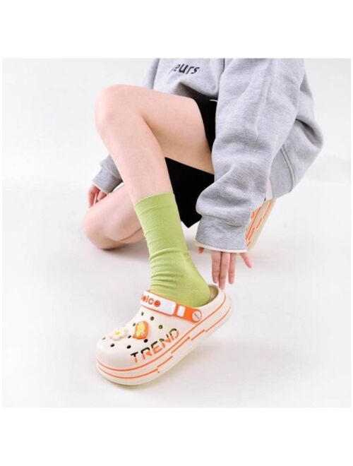 Shein Women Non-slip Hollow Out Letter Decor Clogs, Fashionable Outdoor EVA Vented Clogs