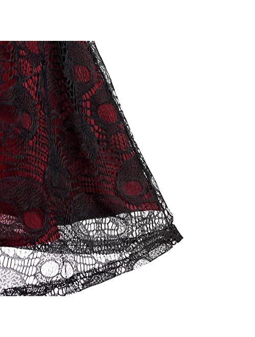 Yevin Gothic Clothes Punk Halloween Lace Skeleton Net Sleeveless Strap Drawstring Goth Clothes for Women and GirlWinered