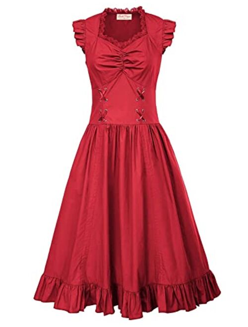 Belle Poque Steampunk Gothic Victorian Ruffled Dress Sleeveless