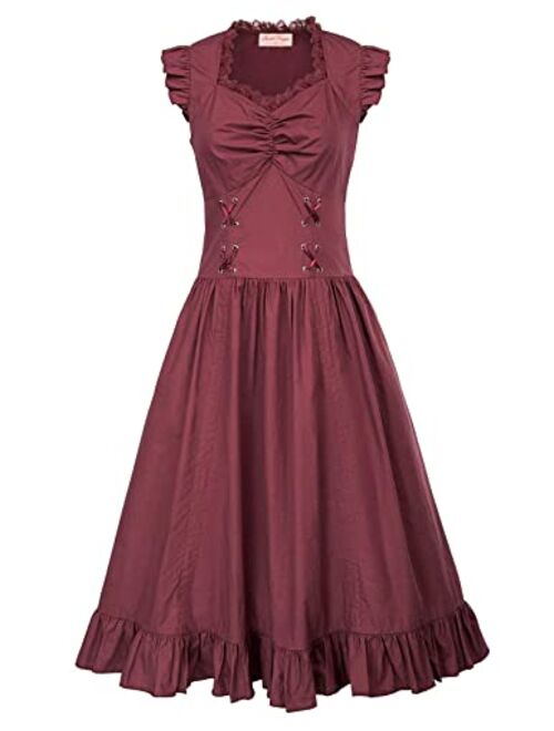 Belle Poque Steampunk Gothic Victorian Ruffled Dress Sleeveless