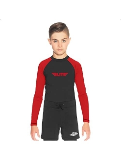 Elite Sports Rash Guards for Boys and Girls, Full Sleeve Compression BJJ Kids and Youth Rash Guard