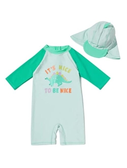 Best for All Baby Boys Kids Swimsuit Toddlers One Piece Zipper Bathing Suit Swimwear with Hat Rash Guard Surfing Suit