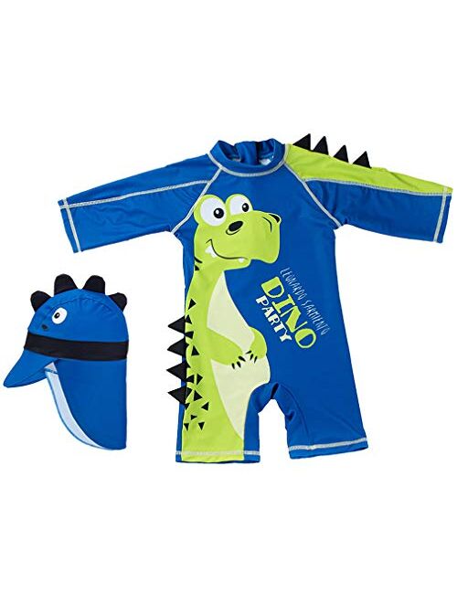 Best for All Baby Boys Kids Swimsuit Toddlers One Piece Zipper Bathing Suit Swimwear with Hat Rash Guard Surfing Suit