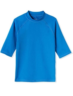 TSLA UPF 50+ Youth Kids Rash Guard Short Sleeve, UV/SPF Surf Swim Shirt, Aqua Water Swimsuit Top