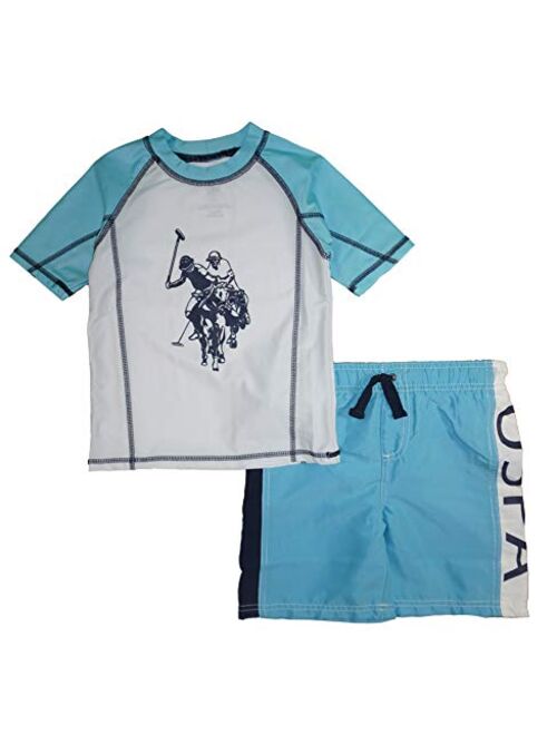 U.S. Polo Assn. Boys' 2-Piece Swimsuit Trunk and Rashguard