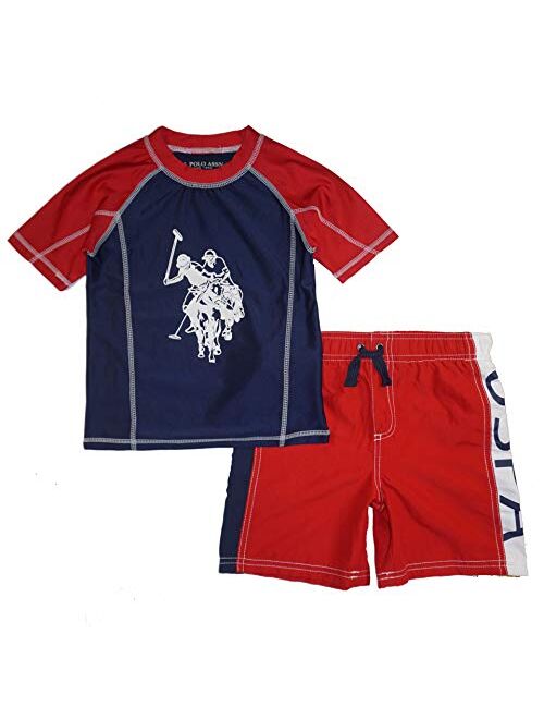 U.S. Polo Assn. Boys' 2-Piece Swimsuit Trunk and Rashguard