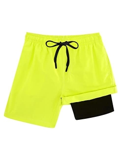 Cozople 7-20T Boys Swim Trunks Boxer Brief Liner Swim Shorts Quick Dry Bathing Suit Compression Swimwear