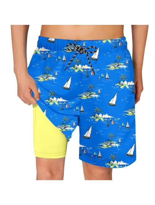 Cozople 7-20T Boys Swim Trunks Boxer Brief Liner Swim Shorts Quick Dry Bathing Suit Compression Swimwear