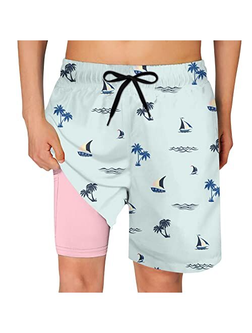 Cozople 7-20T Boys Swim Trunks Boxer Brief Liner Swim Shorts Quick Dry Bathing Suit Compression Swimwear