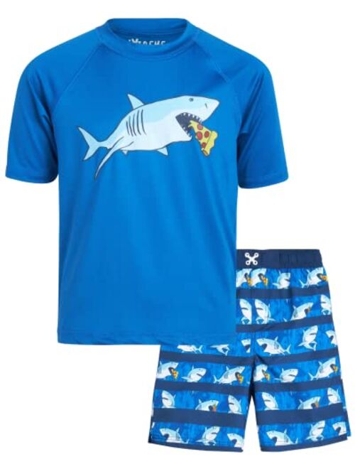 iXtreme Boys' Rash Guard Set - 2 Piece UPF 50+ Quick Dry Swim Shirt and Bathing Suit (12M-18)