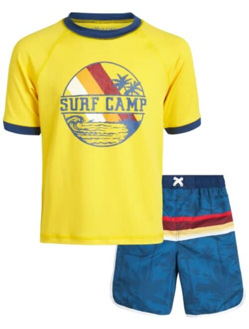 iXtreme Boys' Rash Guard Set - 2 Piece UPF 50+ Quick Dry Swim Shirt and Bathing Suit (12M-18)