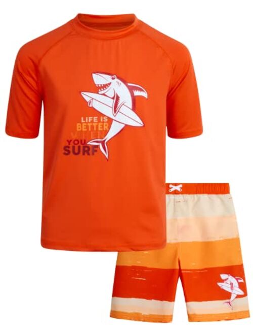 iXtreme Boys' Rash Guard Set - 2 Piece UPF 50+ Quick Dry Swim Shirt and Bathing Suit (12M-18)