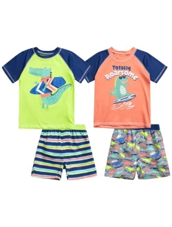 Quad Seven Boys 4-Piece Rash Guard and Trunk Swimsuit Set (Infant/Toddler/Little Boys)