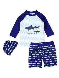 Amiyan 2-Piece Boys Dinosaur&Whale Swimsuit Set Long Sleeve Shirt + Trunks Toddler Swimming Suit Kids Rash Guards Bathing Suits