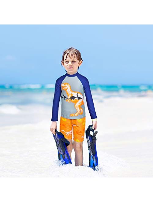 PASHOP Boys Swimsuit Rash Guard Boys' Swimwear Dinosaur Swimming Suits Bathing Suit for Toddler Boys Swim Trunk