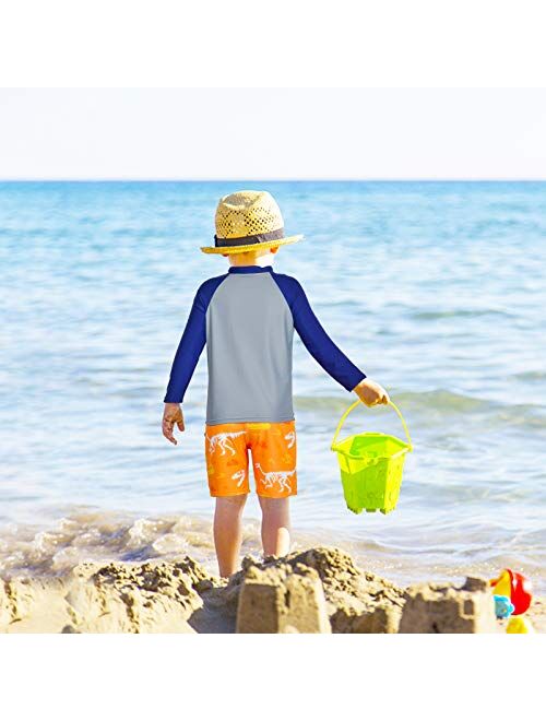 PASHOP Boys Swimsuit Rash Guard Boys' Swimwear Dinosaur Swimming Suits Bathing Suit for Toddler Boys Swim Trunk