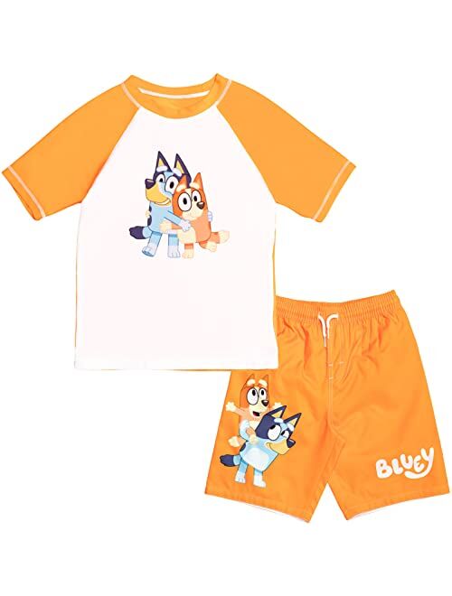 Bluey Bingo Chilli Mom Pullover Rash Guard and Swim Trunks Outfit Set Toddler to Little Kid