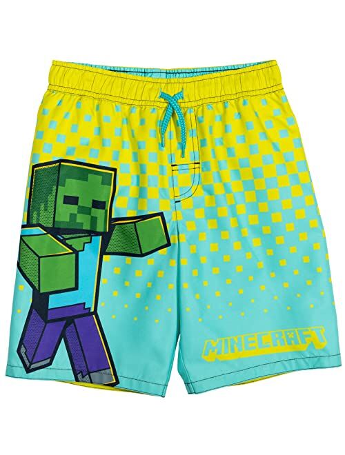 Minecraft Zombie Steve Mobs 3 Pack Swim Trunks Bathing Suits Little Kid to Big Kid