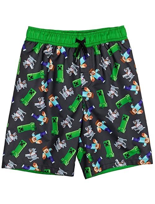 Minecraft Zombie Steve Mobs 3 Pack Swim Trunks Bathing Suits Little Kid to Big Kid