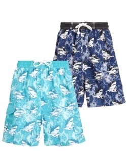 Quad Seven Boys' Swim Trunks - 2 Pack Quick Dry Board Shorts Bathing Suit (Size: 8-18)