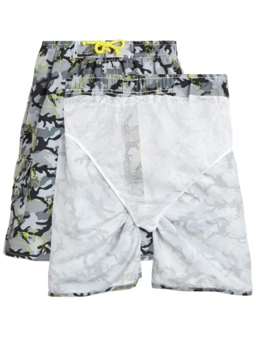 Quad Seven Boys' Swim Trunks - 2 Pack Quick Dry Board Shorts Bathing Suit (Size: 8-18)