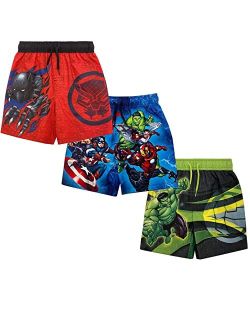 Avengers Hulk Black Panther Captain America 3 Pack Swim Trunks Toddler to Big Kid