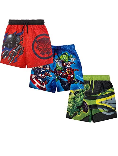 Marvel Avengers Hulk Black Panther Captain America 3 Pack Swim Trunks Toddler to Big Kid