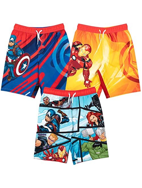 Marvel Avengers Hulk Black Panther Captain America 3 Pack Swim Trunks Toddler to Big Kid