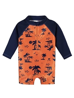 Gerber Baby Boys Toddler Long Sleeve One Piece Sun Protection Rashguard Swimsuit