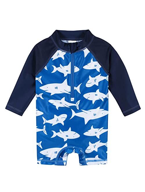 Gerber Baby Boys Toddler Long Sleeve One Piece Sun Protection Rashguard Swimsuit