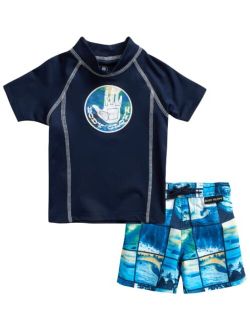 Baby Boys' Toddler Rash Guard Swim Set - UPF 50  Swim Shirt and Bathing Suit Trunks for Boys (2T-4T)