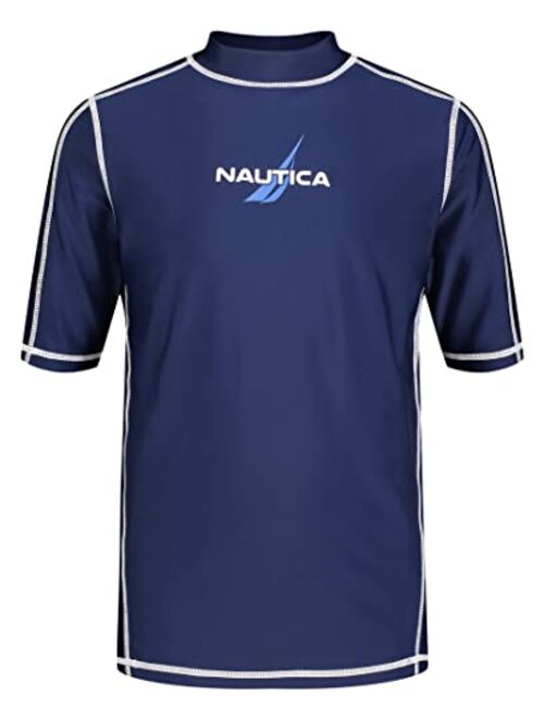 Nautica Boys' Short Sleeve Swim Rashguard with UPF 50+ Sun Protection