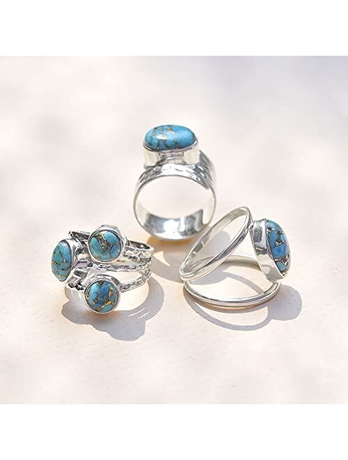 YoTreasure 10x14 MM Blue Turquoise Chunky Bypass Ring .925 Sterling Silver