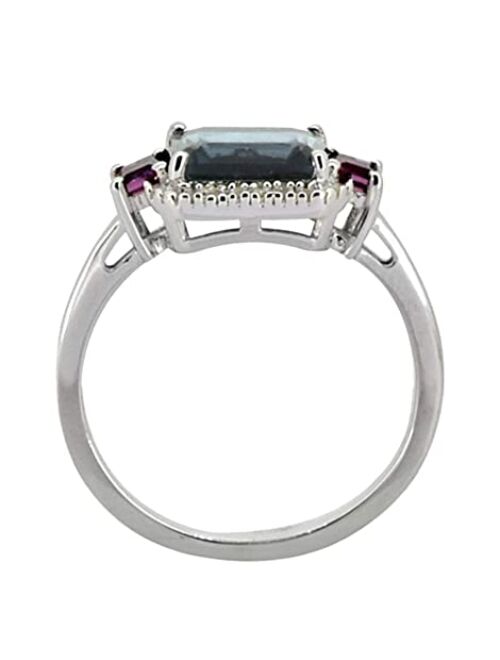 YoTreasure 2.26 Ct. London Blue Topaz Rhodolite Solid 925 Sterling Silver Antique Ring