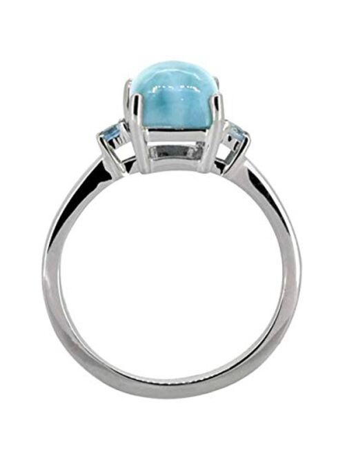 YoTreasure 2.87 Cts. Larimar Swiss Blue Topaz Solid 925 Sterling Silver Ring