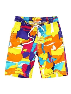 techcity Boys Teens Swim Trunks, Quick Dry Surfing Beach Sports Running Swim Shorts with Drawstring 6T to 18/20