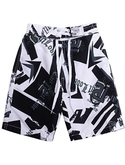 techcity Boys Teens Swim Trunks, Quick Dry Surfing Beach Sports Running Swim Shorts with Drawstring 6T to 18/20