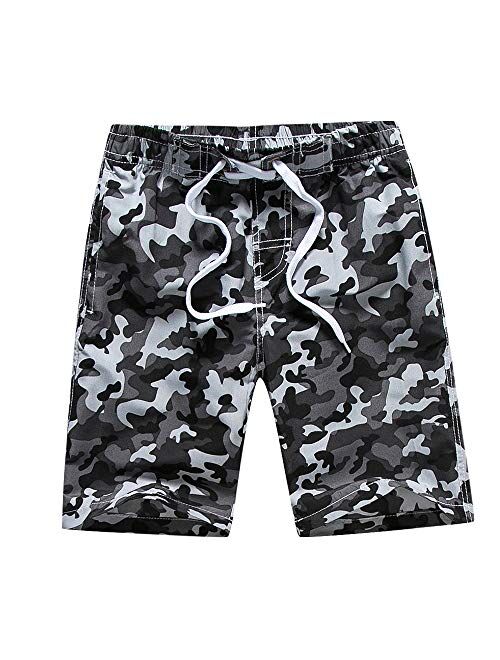 techcity Boys Teens Swim Trunks, Quick Dry Surfing Beach Sports Running Swim Shorts with Drawstring 6T to 18/20