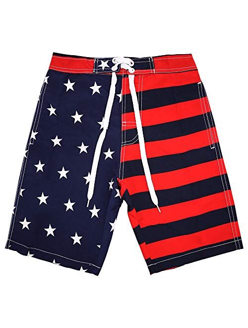 techcity Boys Teens Swim Trunks, Quick Dry Surfing Beach Sports Running Swim Shorts with Drawstring 6T to 18/20