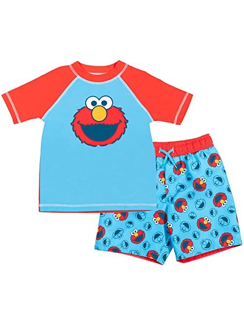 Sesame Street Elmo Baby Pullover Rash Guard and Swim Trunks Outfit Set Infant to Toddler