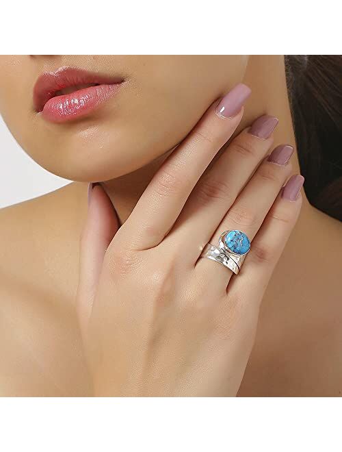 YoTreasure Blue Copper Turquoise Solid 925 Sterling Silver Designer Ring